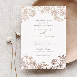 Flora Elegante Vintage Wedding Rose Gold Folieneinladung