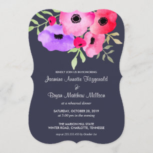 Flora-Engagement-Partei Navy Blue Einladung