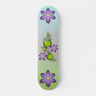 Flora Fantasy Lilac Blume Grüne Formen Fraktal Skateboard