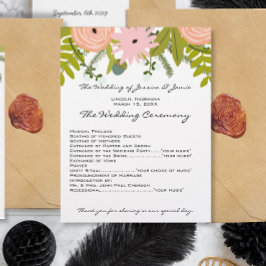 Flora & Fauna Ferns Rose Acorns Twigs Wedding Programm