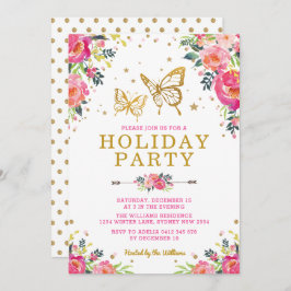 Flora-Flora-Gold-Schmetterling-Party Einladung