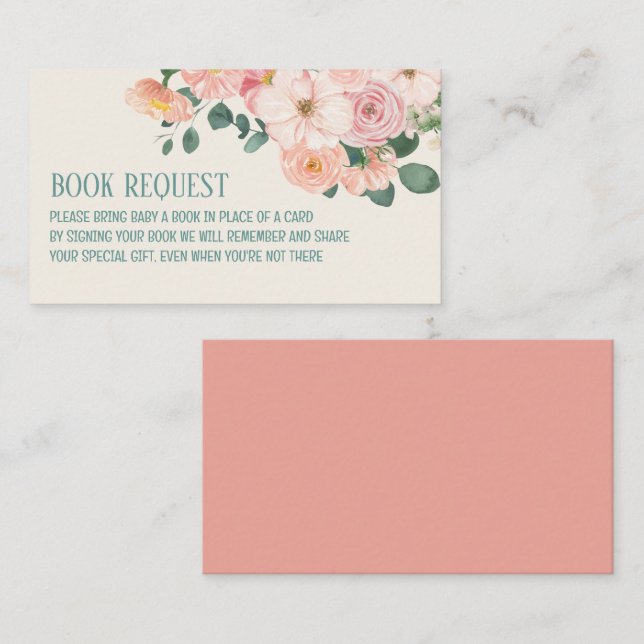 Flora Floral Boho Babydusche Anfrage Begleitkarte (Vorne/Hinten)