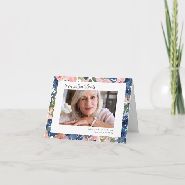 Flora Forever in unserem Herz-Beileid-Foto Dankeskarte (Vorderseite)