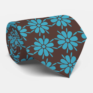 Flora Foulard Blume Brown & Turq zweiseitig Krawatte
