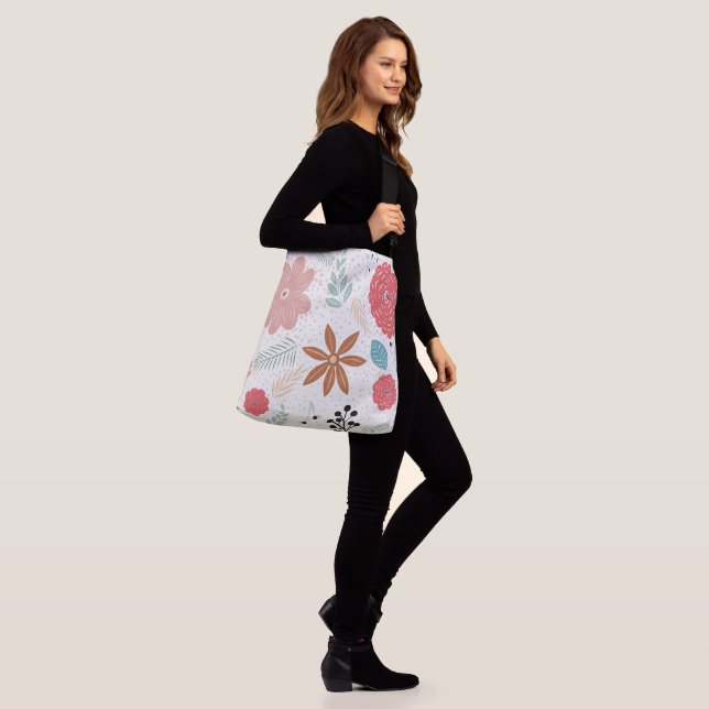 Flora Gemusterte Ganzkörpertasche Tragetaschen Mit Langen Trägern (Am Model)