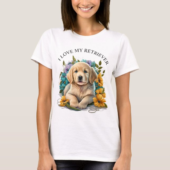 Flora Golden Retriever Welpe T-Shirt (Vorderseite)