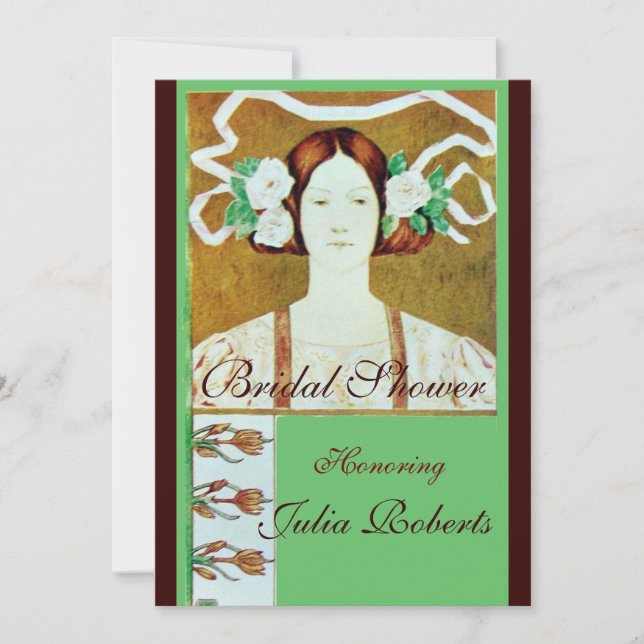 FLORA / LADY WITH WHITE ROSES BRAUTPARTY PARTY EINLADUNG (Vorderseite)