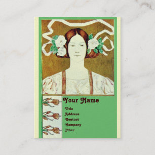 FLORA/LADY WITH WHITE ROSES MONOGRAM Perle Visitenkarte