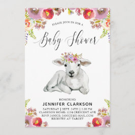 Flora Lamb Babydusche Einladung