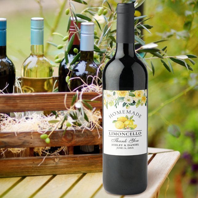 Flora Limoncello Flaschen Labels Weinetikett (Customize to change text size, color or text style.)