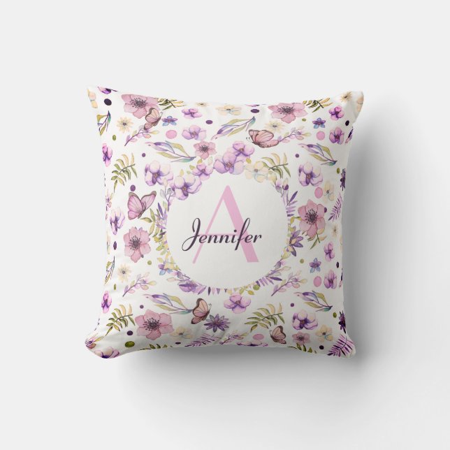 Flora Mit Monogramm Giro Kissen (Vorderseite)