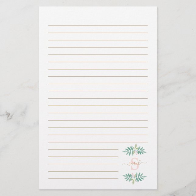 Flora-Monogramm Briefpapier (Vorderseite)