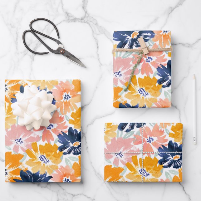 Flora-Muster für die hintere Farbe Geschenkpapier Set (Vorderseite)