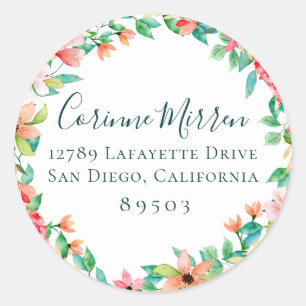 Flora-Rücksendeadresse-Aufkleber Runder Aufkleber