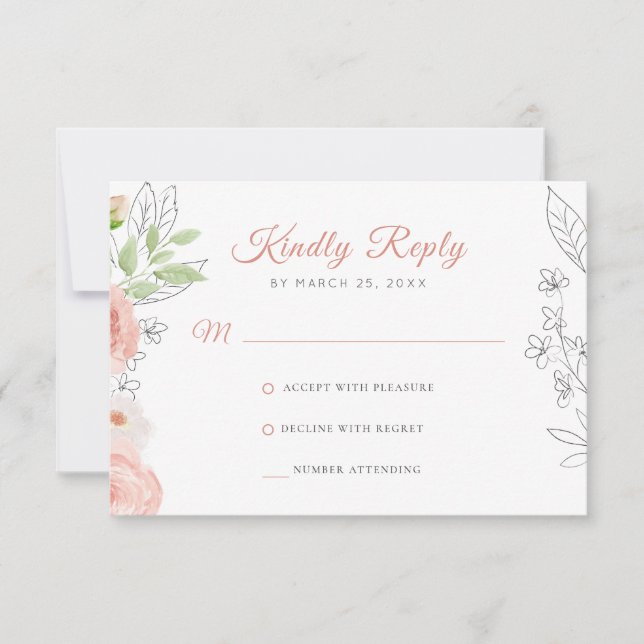 Flora rustikale Hochzeit mit eleganten Aquarellfar RSVP Karte (Vorderseite)