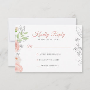 Flora rustikale Hochzeit mit eleganten Aquarellfar RSVP Karte