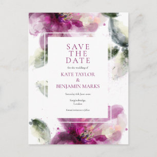 Flora-Save the Date-Karte für Aquarellpinke Ankündigungspostkarte