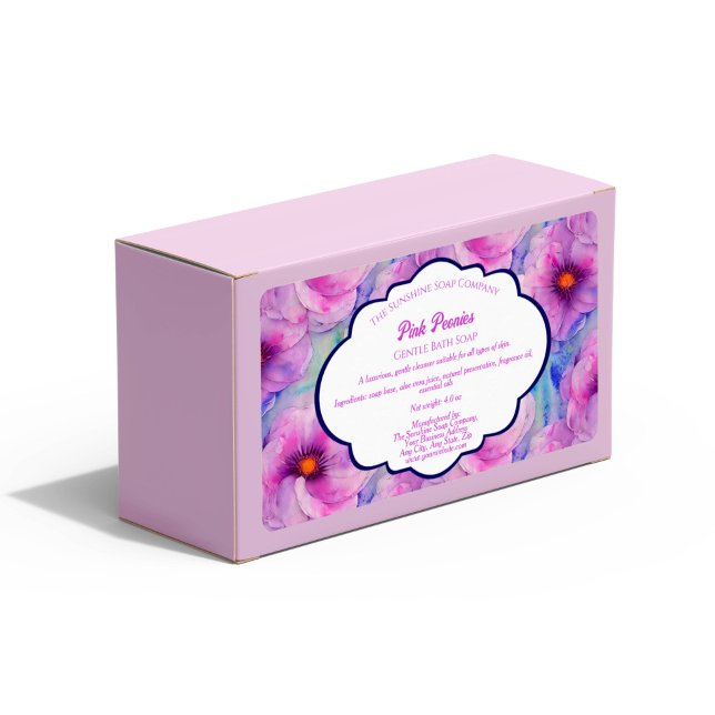 Flora-Seifenverpackung Rosa Peonies - Etikett (Von Creator hochgeladen)
