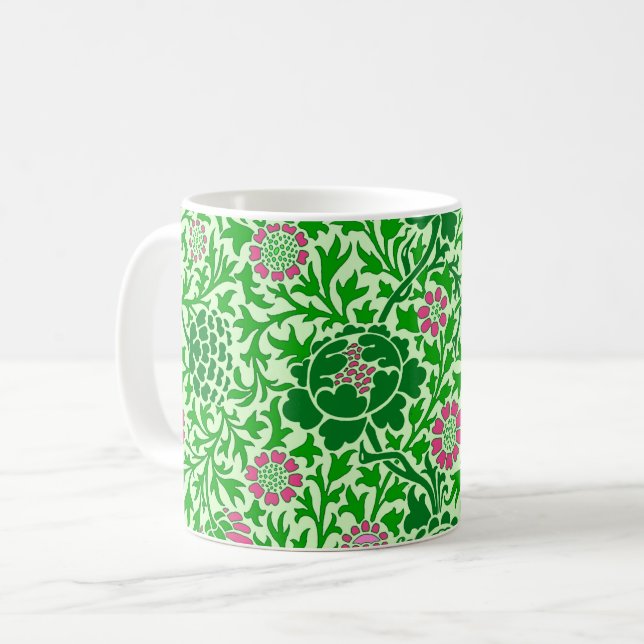 Flora, Smaragd und Limone grün Kaffeetasse (Vorderseite Links)