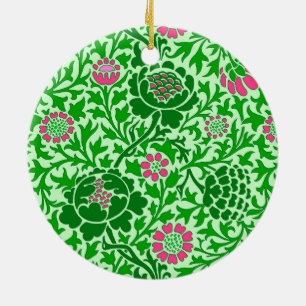 Flora, Smaragd und Limone grün Keramik Ornament