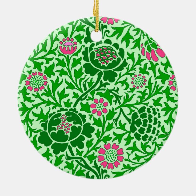 Flora, Smaragd und Limone grün Keramik Ornament (Hinten)