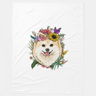 Flora Spitz Hundespinne Natur Hundeliebhaber Fleecedecke