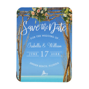 Flora Summer Beach Wedding Gate Save the Date Magnet