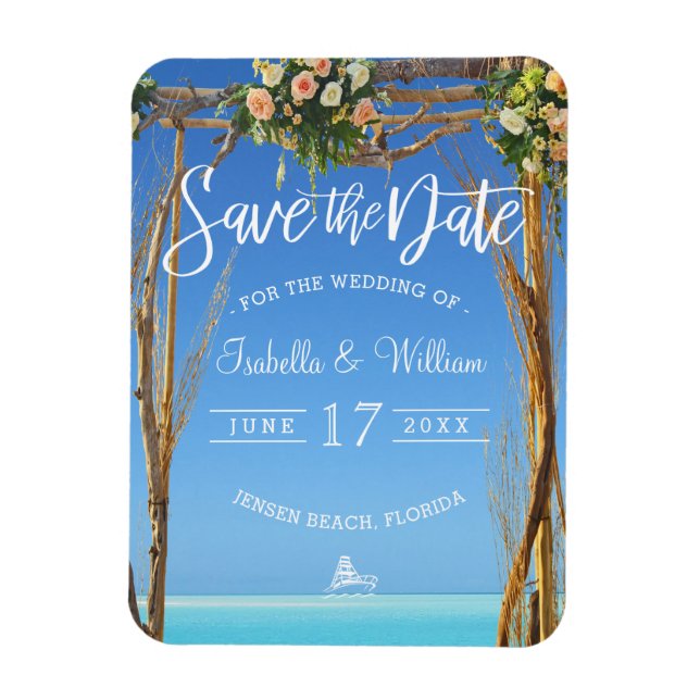 Flora Summer Beach Wedding Gate Save the Date Magnet (Vertikal)
