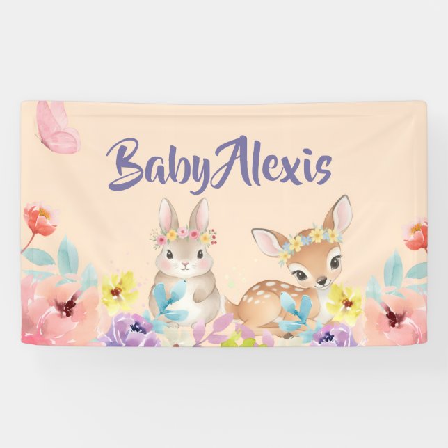 Flora süße Tier Babydusche im Hintergrund Banner (Horizontal)