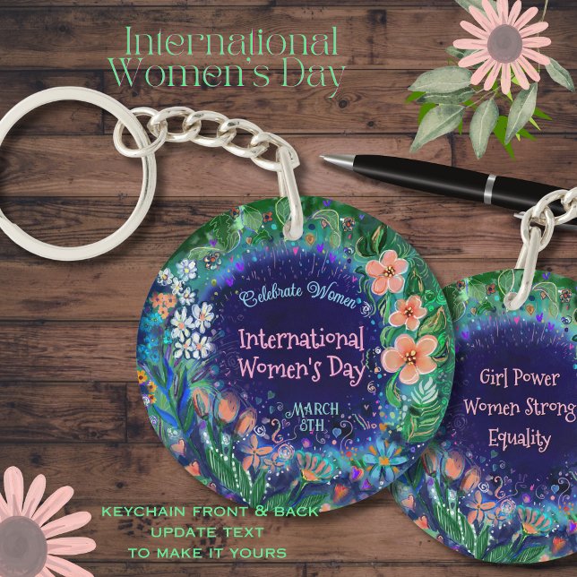 Flora-Tag der Frauen Schlüsselanhänger (Watercolor Floral Women's Day Button)