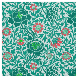 Flora, Türkis, Aqua und Coral Stoff