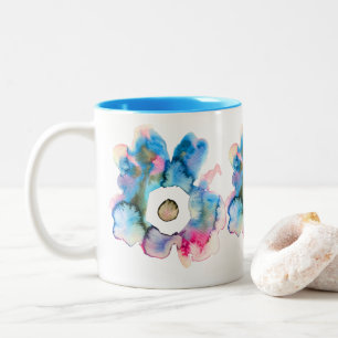 Flora und abstrakte Aquarell Zweifarbige Tasse