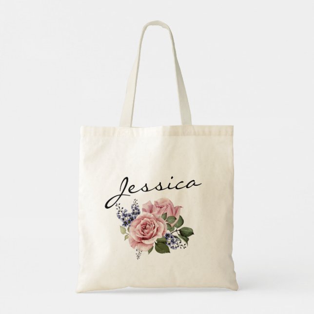 Flora und elegante Schwesternstube Trauzeugin Tote Tragetasche (Rückseite)