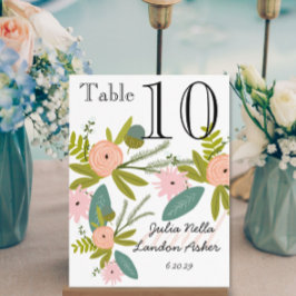 Flora und Fauna Peach und Minze Tischnummer