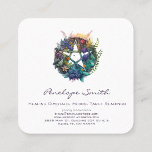 Flora und Fauna Pentagram Square Business Card Quadratische Visitenkarte
