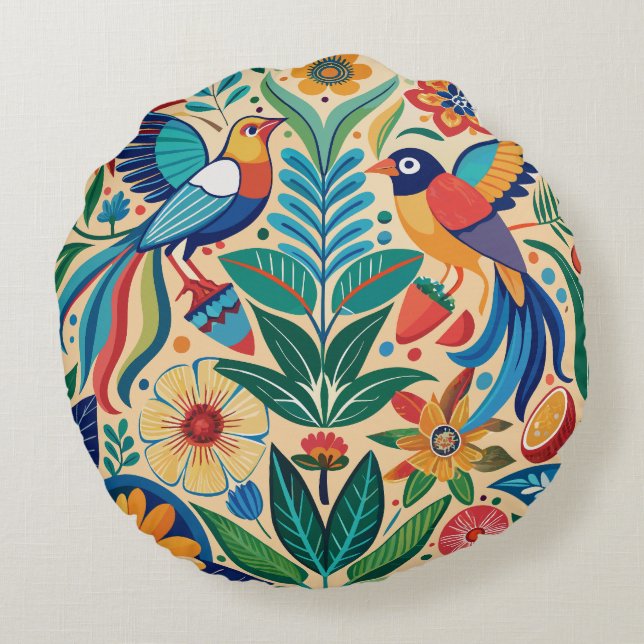 Flora und Fauna Rundes Kissen (Rückseite)