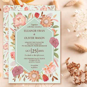 Flora und Fauna Terracotta und Sage Boho Wedding Einladung