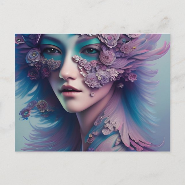 Flora und Federn Frauen Postkarte (Vorderseite)