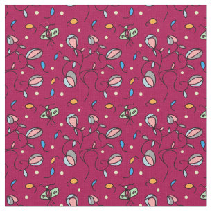Flora und Schmetterlingsmuster — rosa Stoff