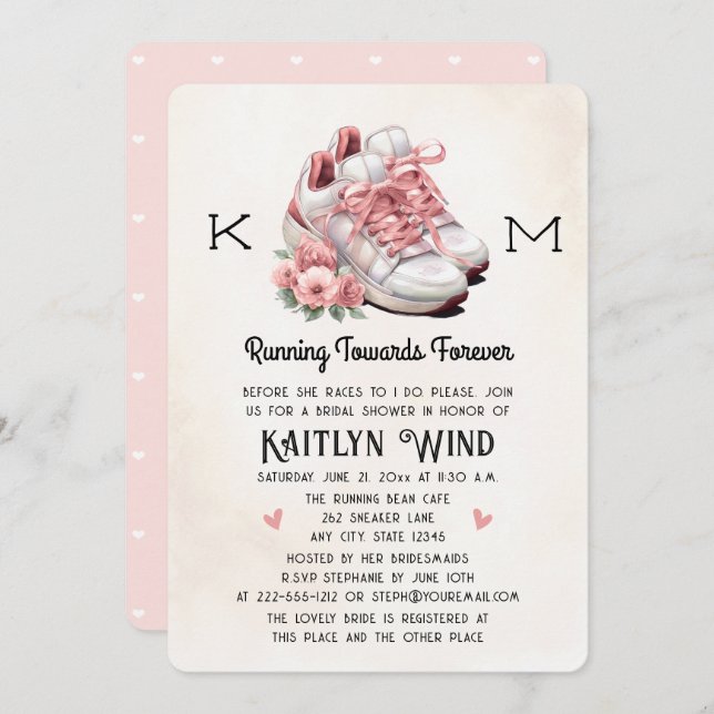 Flora und Sneakers Runner Themed Brautparty Einladung (Vorne/Hinten)