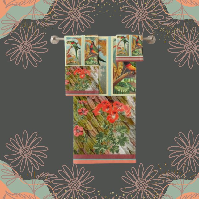 Flora und Vögel Badhandtuch Set (Von Creator hochgeladen)
