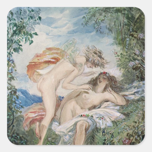 Flora und Zephyr Quadratischer Aufkleber (Vorderseite)