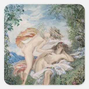 Flora und Zephyr Quadratischer Aufkleber