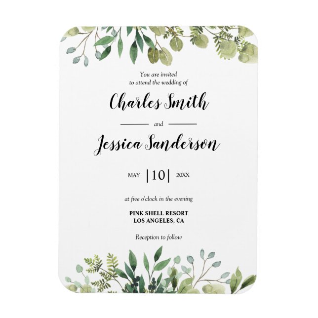 Flora Verde Invitación Magnet (Vertikal)