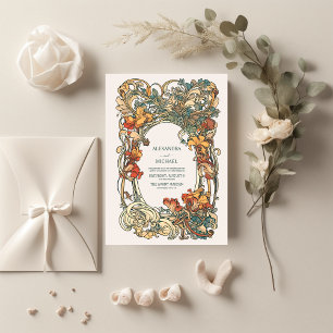 Flora Vintage Art Nouveau Hochzeit Einladung