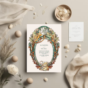 Flora Vintage Art Nouveau Hochzeit  Einladung