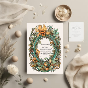 Flora Vintage Art Nouveau Hochzeit Einladung