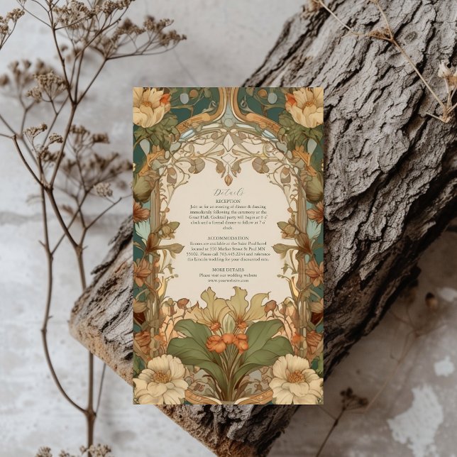 Flora Vintage Jugendstil-Hochzeit Begleitkarte (Von Creator hochgeladen)