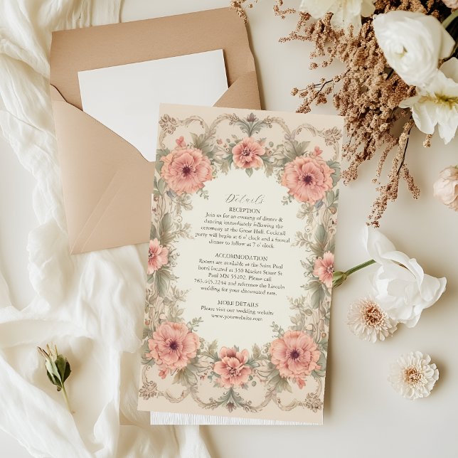 Flora Vintage Jugendstil-Hochzeit Begleitkarte (Von Creator hochgeladen)