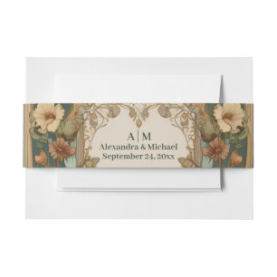 Flora Vintage Jugendstil-Hochzeit Einladungsbanderole